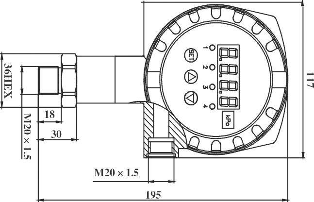 BPZK03-1 مفتاح الضغط الذكي 116mm Dia مفتاح الضغط الإلكتروني التفاضلي 1